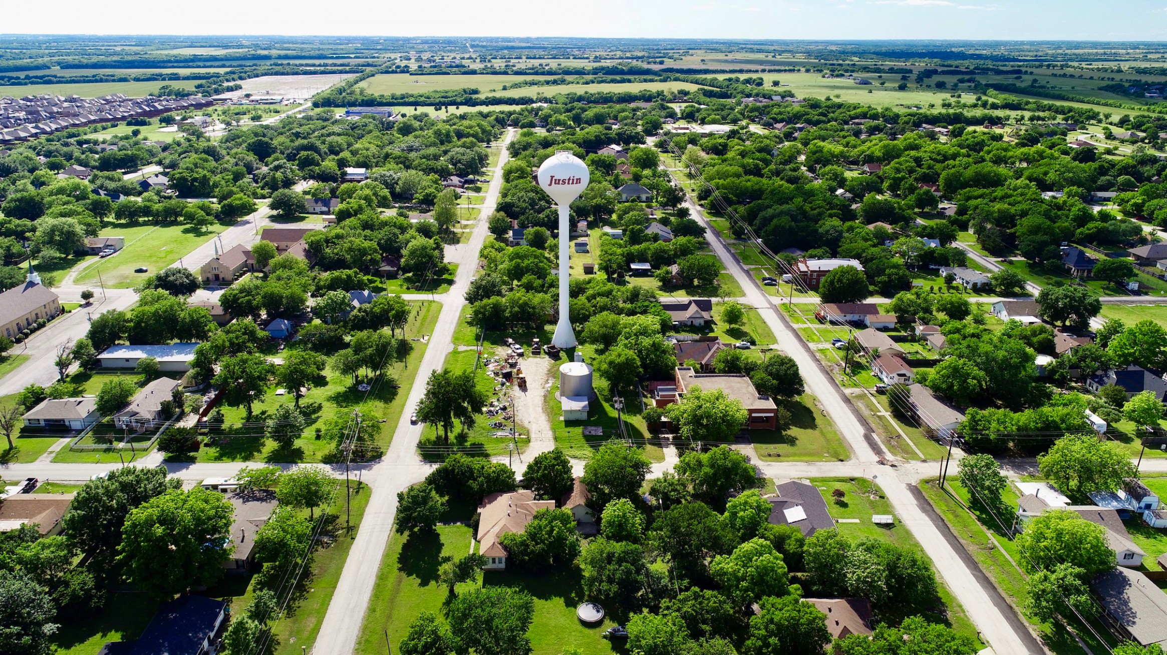 Aerial view of the Justin Water tower