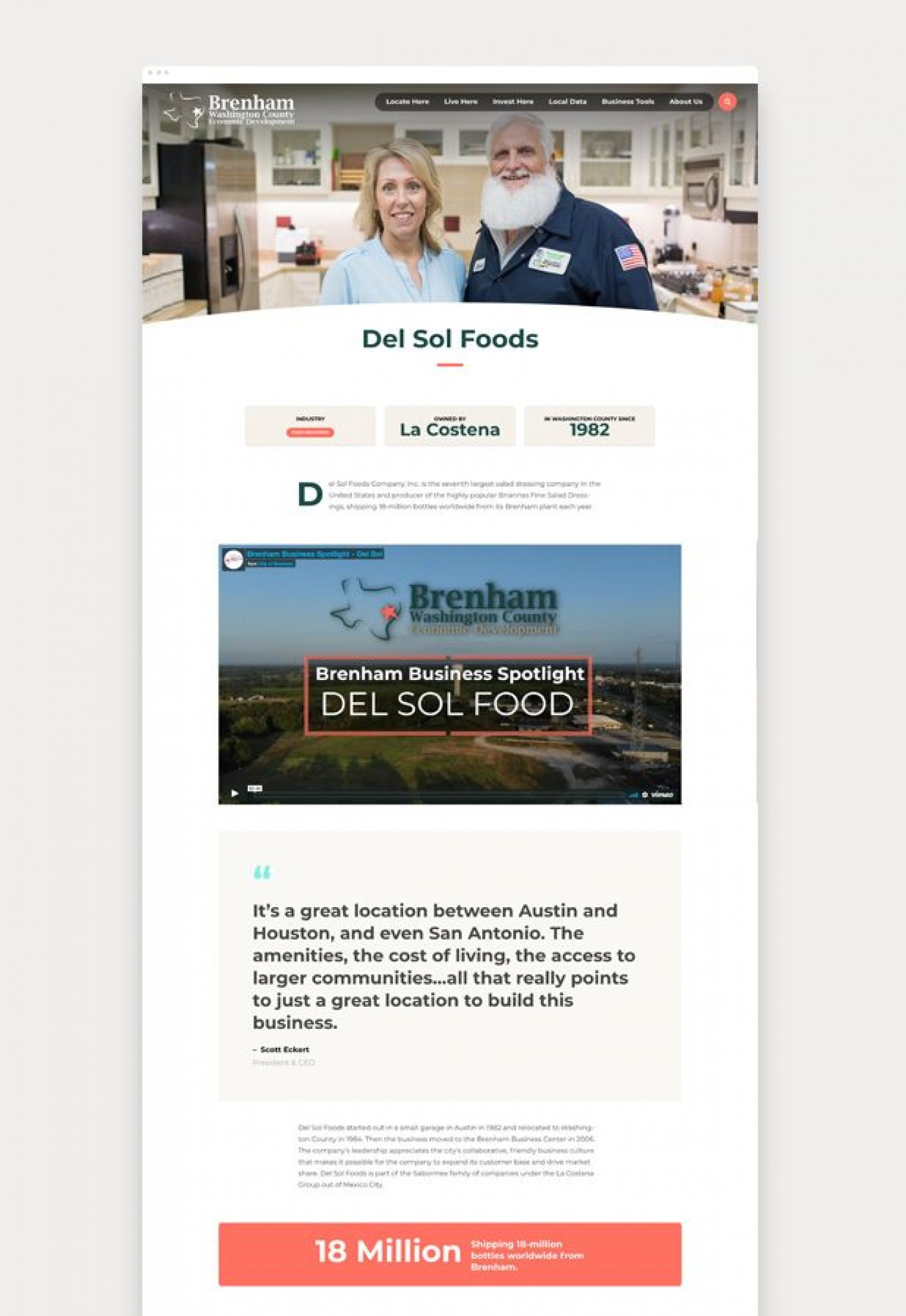 Screenshot of Del Sol Food Success Story page