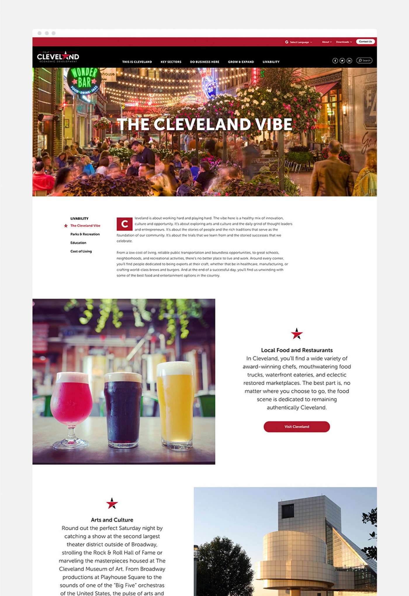 Screenshot of the Cleveland Vibe's page on Cleveland's site