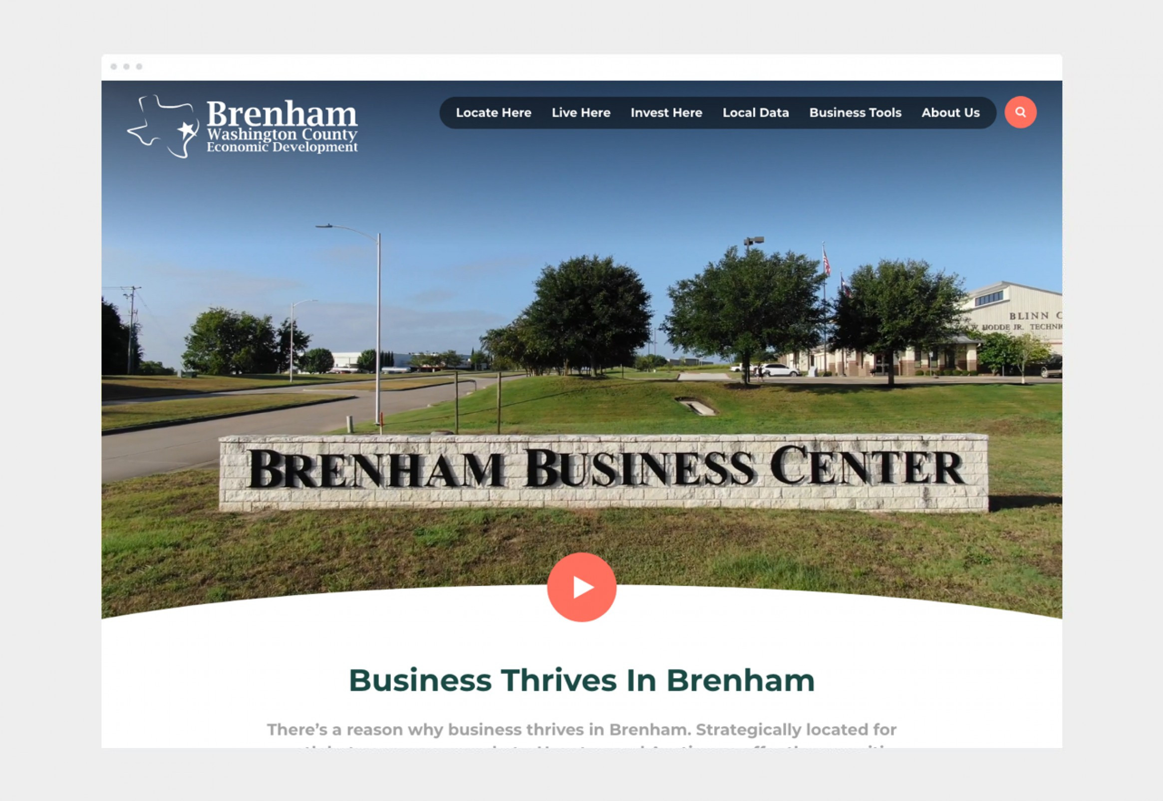 Screenshot of Brenham's home page