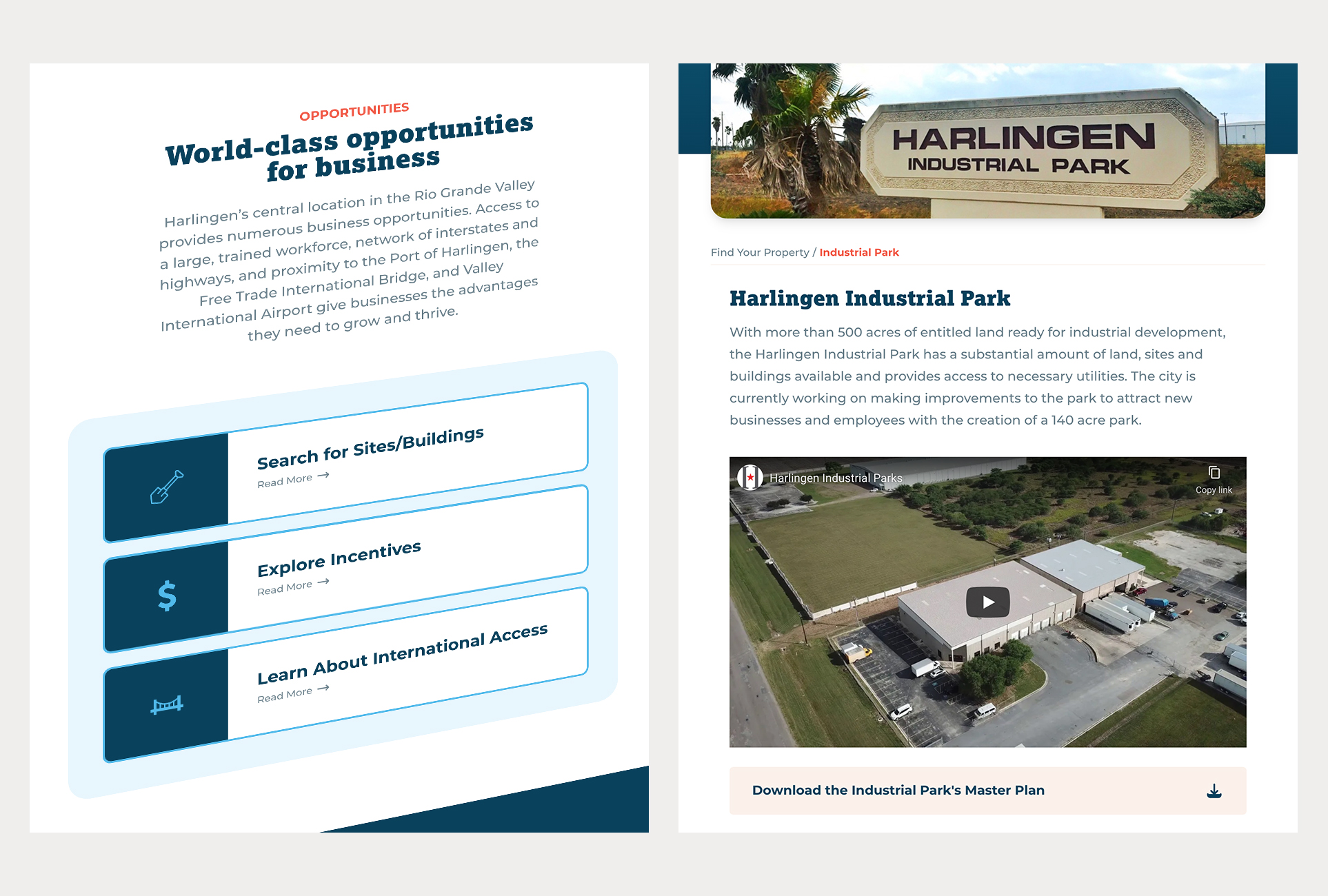 Screenshot of Harlingen's properties on their website