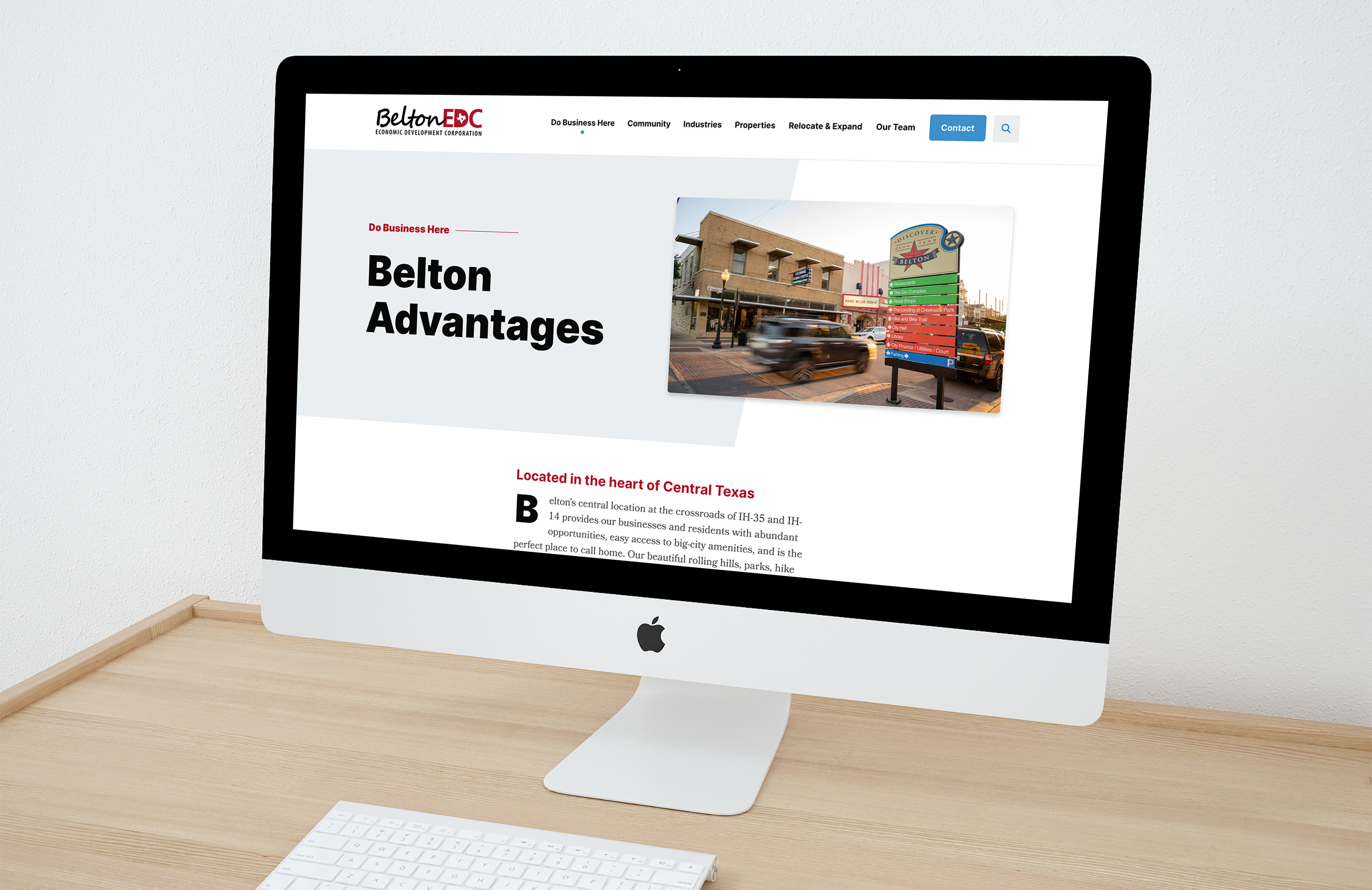 Belton EDC Advantages page on a full width moniter