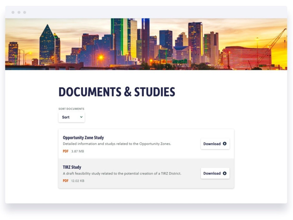 Economic Development documents and studies tool