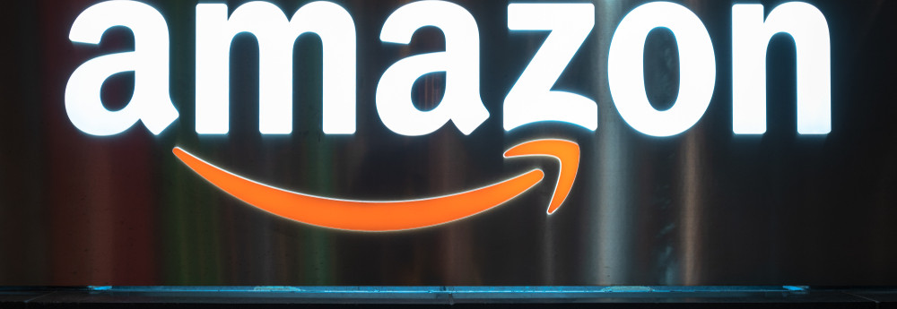 Amazon logo sign on a window