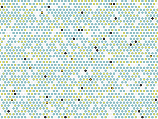Blue and yellow dots scattered
